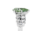 White gold Fancy Green Pear  Cluster Diamond Engagement Ring with Pavé Band and Four-Prong Setting_68