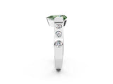 White gold Fancy Green Pear Cut Brilliant Channel-Set Diamond Ring with Bezel Prong Setting_14