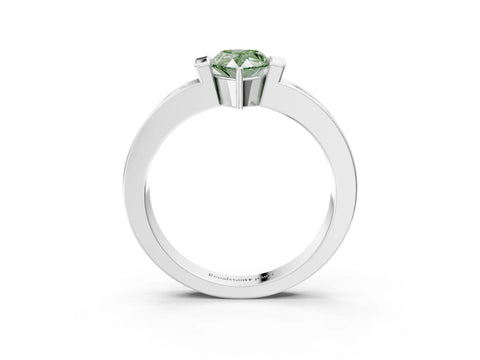 White gold Fancy Green Pear Cut Brilliant Channel-Set Diamond Ring with Bezel Prong Setting_3