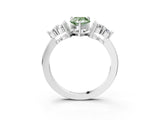 White gold Fancy Green Pear Cut Brilliant Diamond Cluster Accent Solitaire Ring with Prong Setting_15