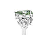 White gold Fancy Green Pear Cut Brilliant Diamond Cluster Accent Solitaire Ring with Prong Setting_17