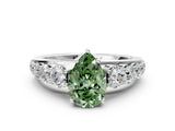 White gold Fancy Green Pear Cut Brilliant Diamond Pavé Band with Six-Prong Setting_12