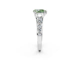 White gold Fancy Green Pear Cut Brilliant Diamond Pavé Band with Six-Prong Setting_14