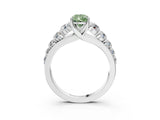White gold Fancy Green Pear Cut Brilliant Diamond Pavé Band with Six-Prong Setting_15