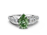White gold Fancy Green Pear Cut Brilliant Diamond Pavé Band with Six-Prong Setting_15