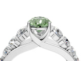 White gold Fancy Green Pear Cut Brilliant Diamond Pavé Band with Six-Prong Setting_16