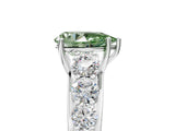 White gold Fancy Green Pear Cut Brilliant Diamond Pavé Band with Six-Prong Setting_17