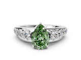 White gold Fancy Green Pear Cut Brilliant Diamond Pavé Band with Six-Prong Setting_18