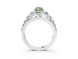 White gold Fancy Green Pear Cut Brilliant Diamond Pavé Band with Six-Prong Setting_21