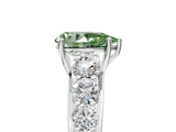 White gold Fancy Green Pear Cut Brilliant Diamond Pavé Band with Six-Prong Setting_23