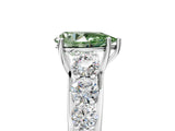 White gold Fancy Green Pear Cut Brilliant Diamond Pavé Band with Six-Prong Setting_23