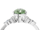 White gold Fancy Green Pear Cut Brilliant Diamond Solitaire Ring with Pear Side Stones and Four-Prong Setting_10