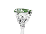 White gold Fancy Green Pear Cut Brilliant Diamond Solitaire Ring with Pear Side Stones and Four-Prong Setting_11
