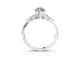 White gold Fancy Green Pear Cut Brilliant Diamond Solitaire Ring with Pear Side Stones and Four-Prong Setting_9