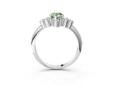 White gold Fancy Green Pear Cut Brilliant Diamond with Cluster Setting on a Beaded Band and Four-Prong Setting_15