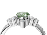 White gold Fancy Green Pear Cut Brilliant Diamond with Cluster Setting on a Beaded Band and Four-Prong Setting_16