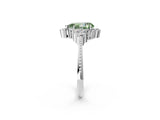 White gold Fancy Green Pear Cut Brilliant Diamond with Cluster Setting on a Beaded Band and Four-Prong Setting_26