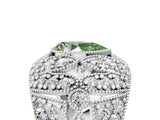 White gold Fancy Green Pear Cut Brilliant Halo Pave Diamond Milgrain Ring_5