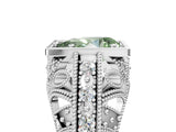 White gold Fancy Green Pear Cut Brilliant Milgrain Filigree Diamond Ring with Square Prong Setting_5