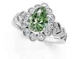 White gold Fancy Green Pear Cut Brilliant Milgrain Pave Heart Band Solitaire Ring_13