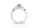White gold Fancy Green Pear Cut Brilliant Milgrain Pave Heart Band Solitaire Ring_15