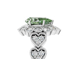 White gold Fancy Green Pear Cut Brilliant Milgrain Pave Heart Band Solitaire Ring_17