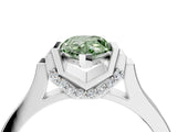 White gold Fancy Green Pear Cut Brilliant Solitaire Diamond Ring with Channel Set Band and Bar Prong Setting_4