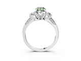 White gold Fancy Green Pear Cut Brilliant Three-Stone Diamond Ring with Pavé Band and Four-Prong Setting_18