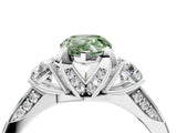 White gold Fancy Green Pear Cut Brilliant Three-Stone Diamond Ring with Pavé Band and Four-Prong Setting_19