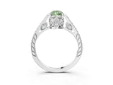 White gold Fancy Green Pear  Cut Cathedral Pave Diamond Engagement Ring with Six-Prong Setting_23