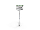 White gold Fancy Green Pear  Cut Cathedral Pave Diamond Engagement Ring with Six-Prong Setting_53