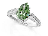 White gold Fancy Green Pear  Cut Cathedral Pave Diamond Engagement Ring with Six-Prong Setting_55