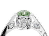 White gold Fancy Green Pear  Cut Cathedral Pave Diamond Engagement Ring with Six-Prong Setting_55