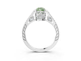 White gold Fancy Green Pear  Cut Cathedral Pave Diamond Engagement Ring with Six-Prong Setting_57