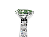 White gold Fancy Green Pear  Cut Channel Set Diamond Engagement Ring with Four-Prong Setting_261