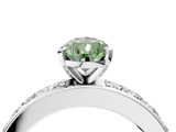 White gold Fancy Green Pear  Cut Channel Set Diamond Engagement Ring with Four-Prong Setting_261