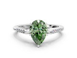 White gold Fancy Green Pear  Cut Channel Set Solitaire Engagement Ring with Four-Prong Setting_202