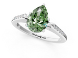 White gold Fancy Green Pear  Cut Channel Set Solitaire Engagement Ring with Four-Prong Setting_204