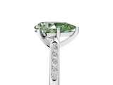 White gold Fancy Green Pear  Cut Channel Set Solitaire Engagement Ring with Four-Prong Setting_207