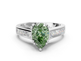 White gold Fancy Green Pear  Cut Channel Set Solitaire Engagement Ring with Prong Setting_20
