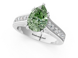 White gold Fancy Green Pear  Cut Channel Set Solitaire Engagement Ring with Prong Setting_21