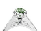 White gold Fancy Green Pear  Cut Channel Set Solitaire Engagement Ring with Prong Setting_24