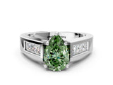White gold Fancy Green Pear Cut Cut Channel Set Solitaire Ring with Four-Prong Setting_12