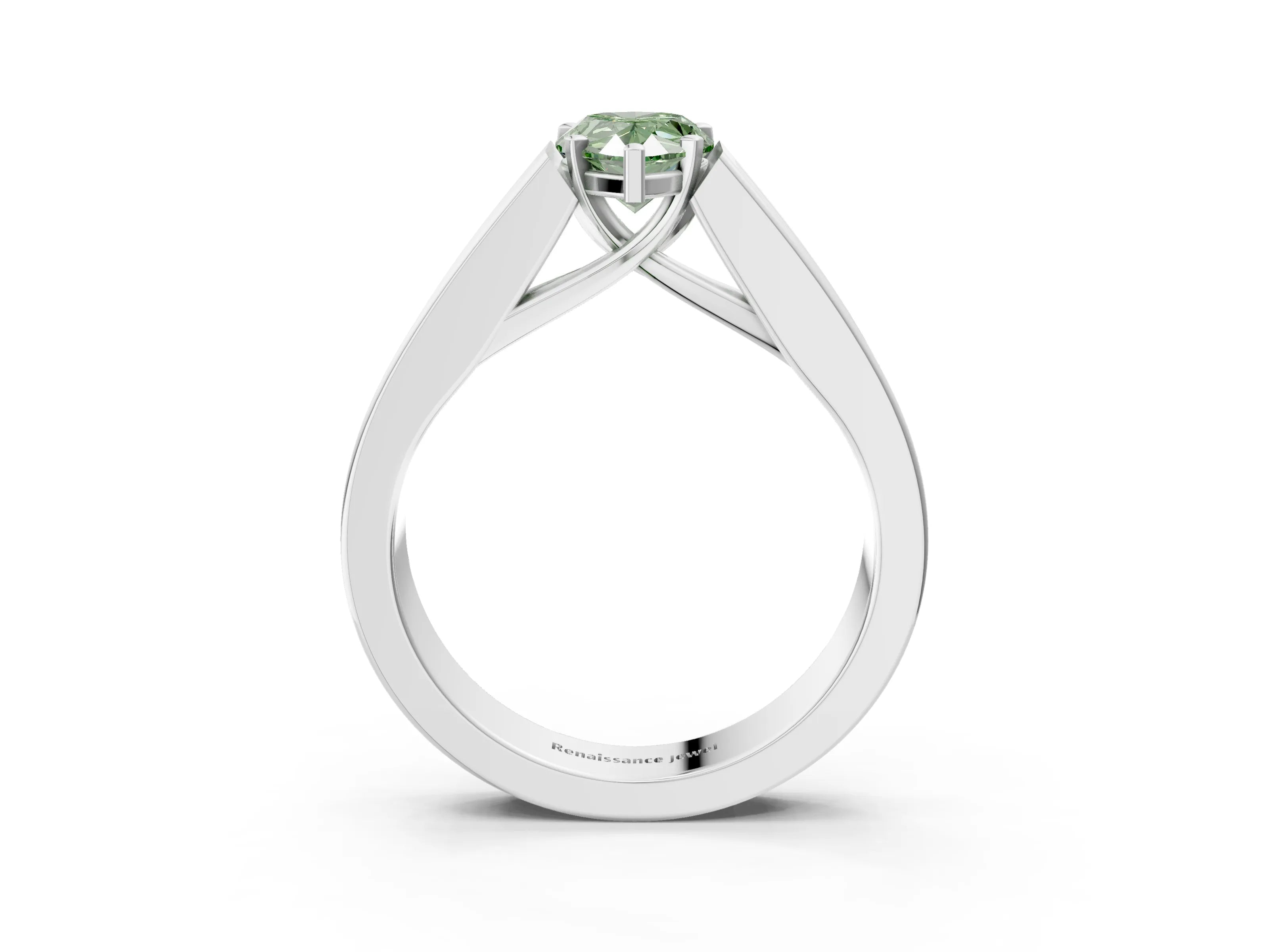 White gold Fancy Green Pear Cut Cut Channel Set Solitaire Ring with Four-Prong Setting_15