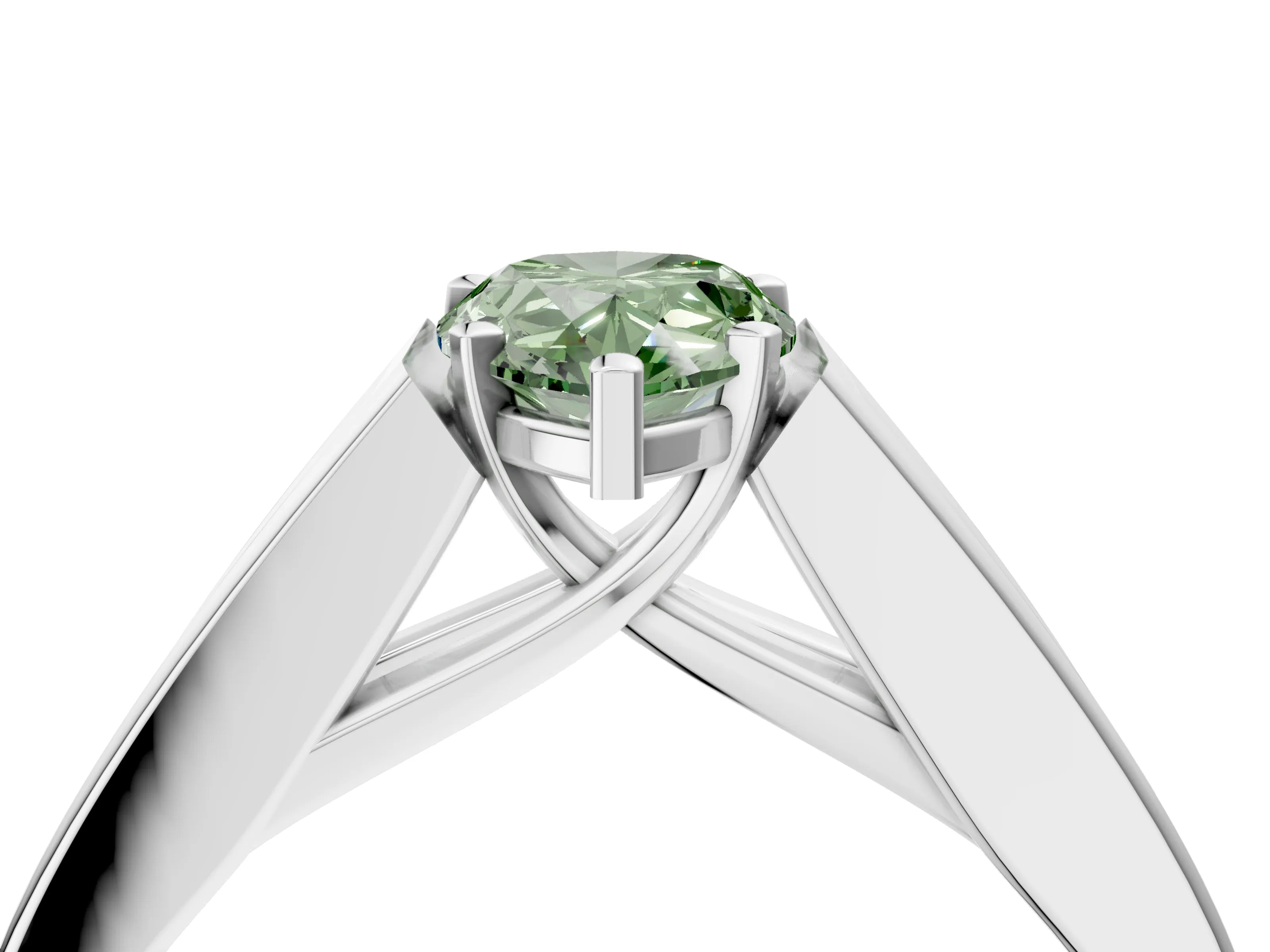 White gold Fancy Green Pear Cut Cut Channel Set Solitaire Ring with Four-Prong Setting_16