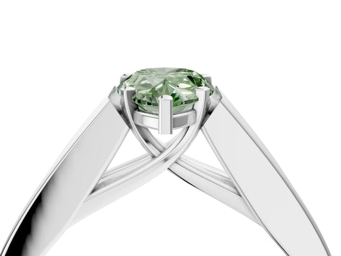 White gold Fancy Green Pear Cut Cut Channel Set Solitaire Ring with Four-Prong Setting_16