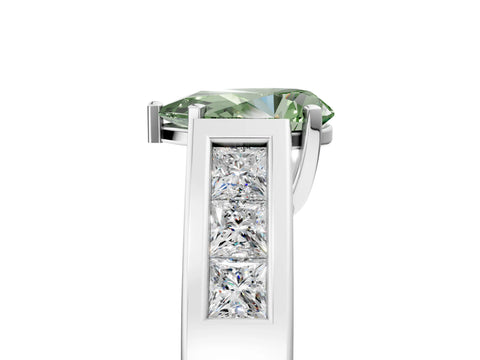 White gold Fancy Green Pear Cut Cut Channel Set Solitaire Ring with Four-Prong Setting_17