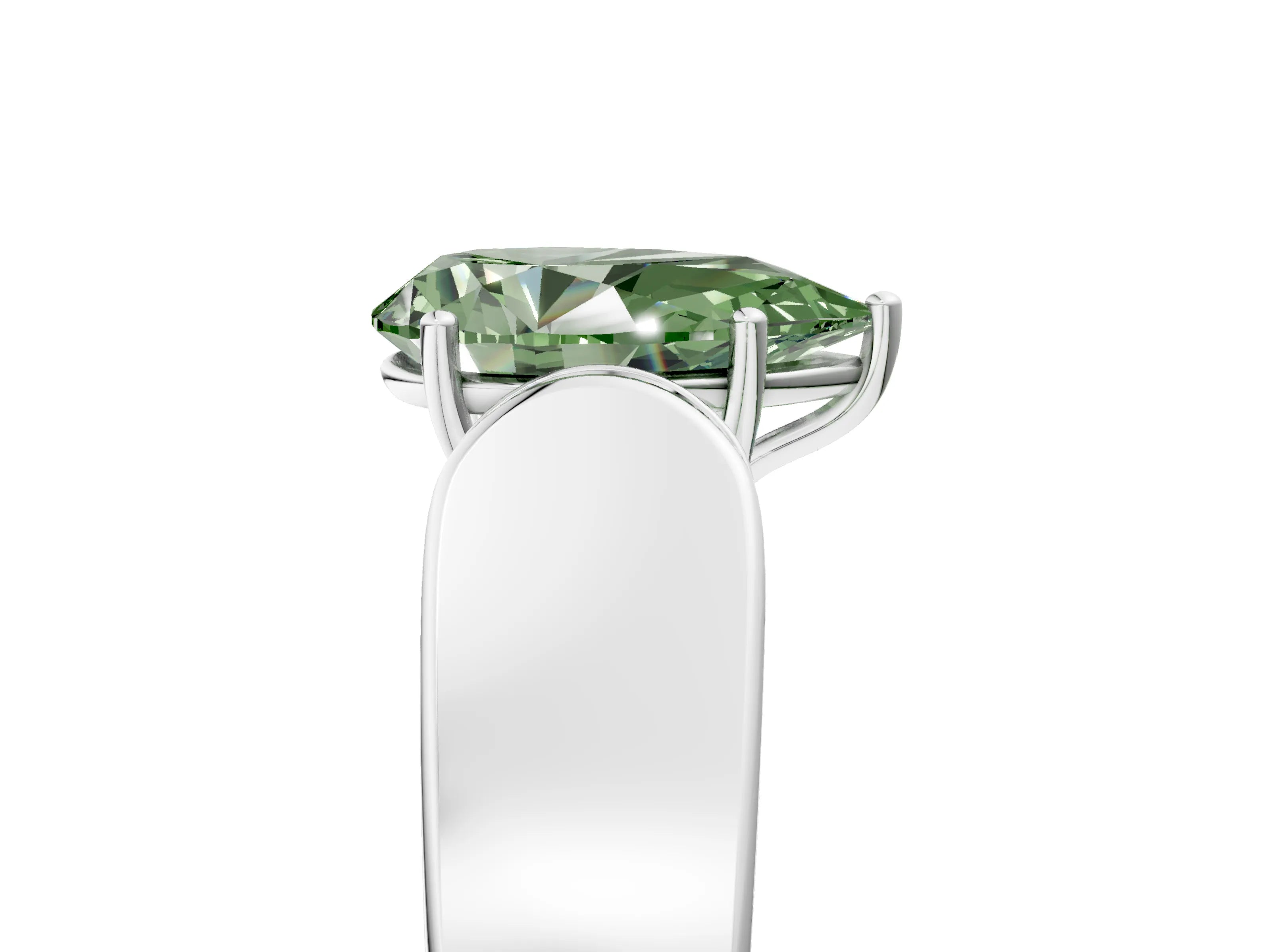 White gold Fancy Green Pear Cut Cut Diamond Channel Set Solitaire Ring with Four-Prong Setting_29