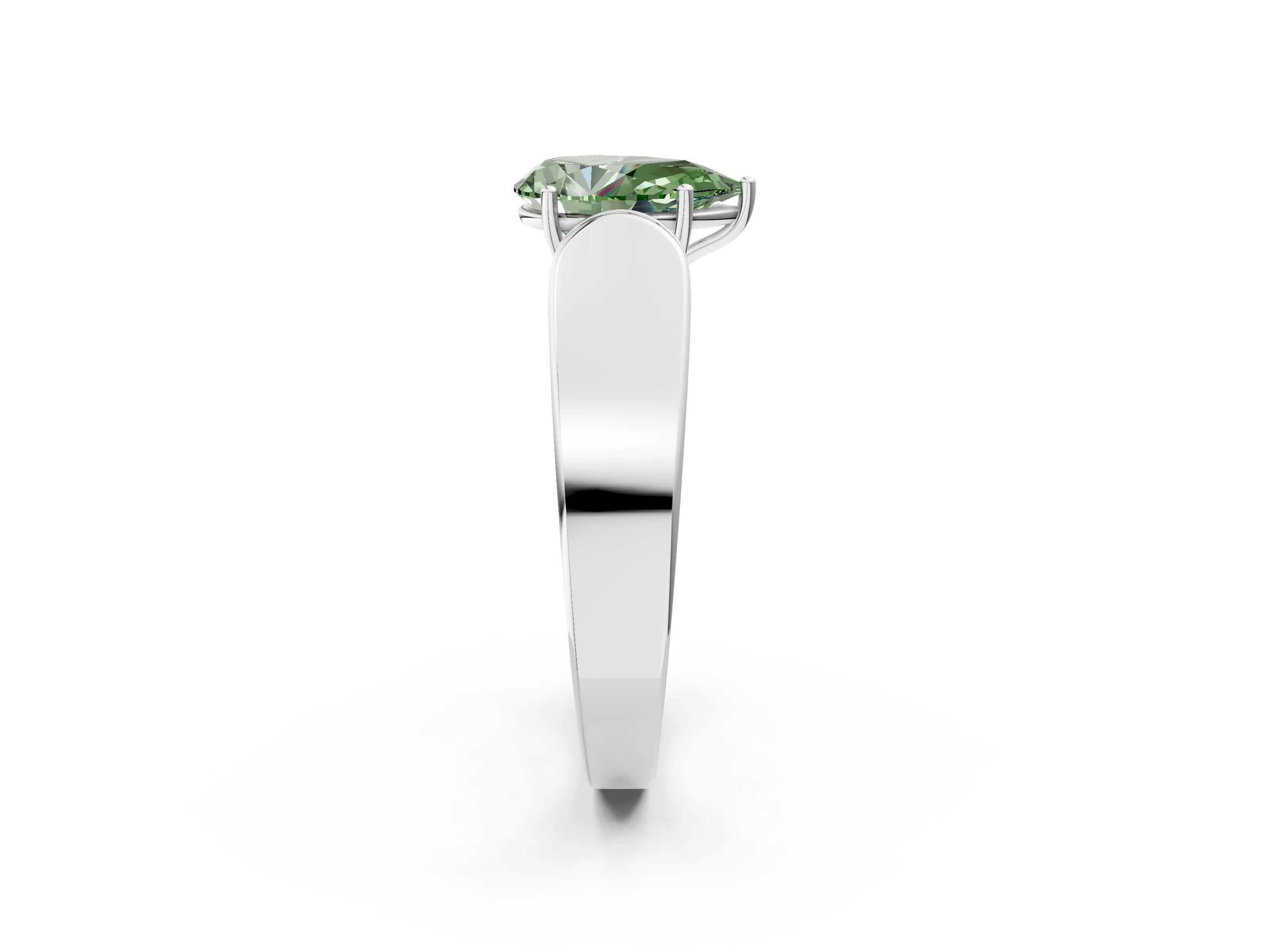 White gold Fancy Green Pear Cut Cut Diamond Channel Set Solitaire Ring with Four-Prong Setting_2