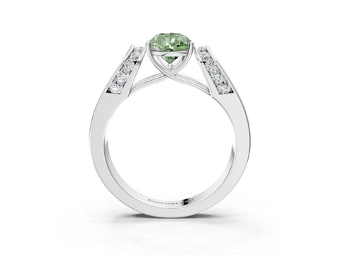 White gold Fancy Green Pear Cut Cut Diamond Channel Set Solitaire Ring with Four-Prong Setting_39